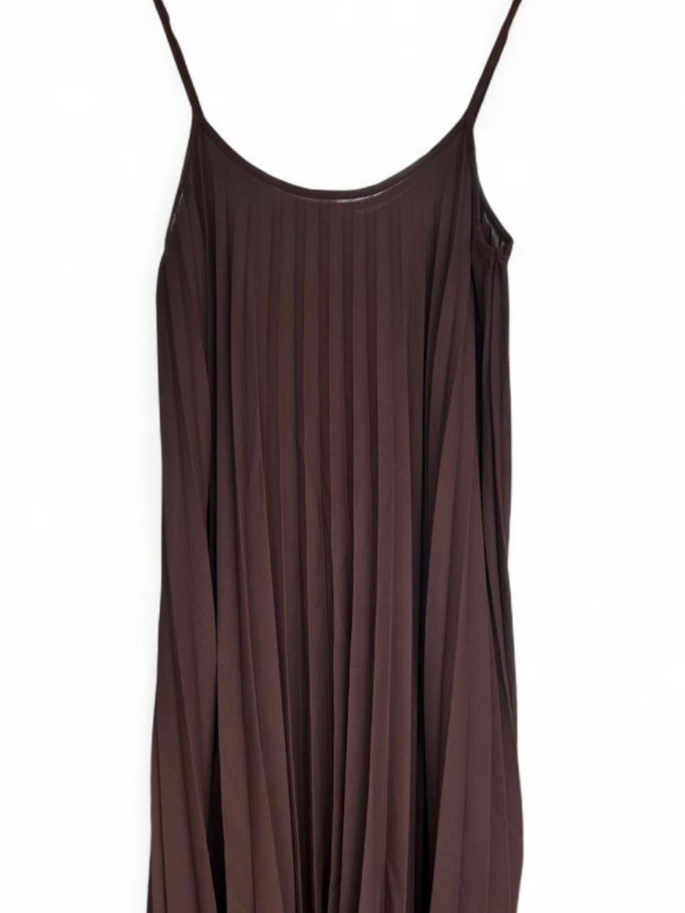 See You Monday Brown Pleated Midi Slip Dress